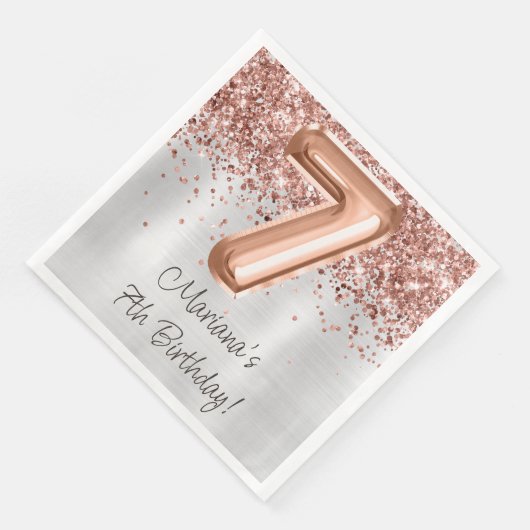 Serviette En Papier Rose Gold Silver 7e fête d'anniversaire (Coin)