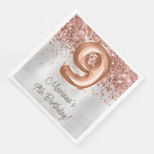 Serviette En Papier Rose Gold Silver 9e fête d'anniversaire (Coin)