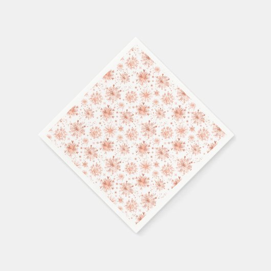 Serviette En Papier Rose Gold Snowflakes en blanc (Coin)