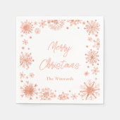 Serviette En Papier Rose Gold Snowflakes Noël (Devant)