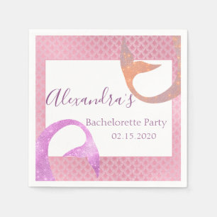 Serviette En Papier Rose Gold Sparkle Mermaid Bachelorette Party