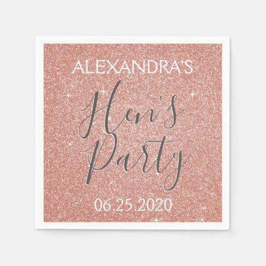 Serviette En Papier Rose Gold Sparkle Parties scintillant Hen's Party (Devant)
