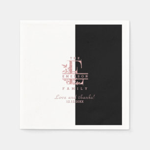 Serviette En Papier Rose Gold Split Monogramme personnalisé E F G H I 