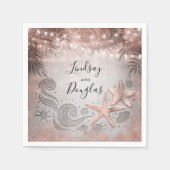 Serviette En Papier Rose Gold Starfish Plage tropicale Mariage (Devant)