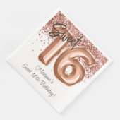Serviette En Papier Rose Gold Sweet 16e fête d'anniversaire (Coin)