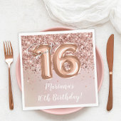 Serviette En Papier Rose Gold Sweet 16e fête d'anniversaire