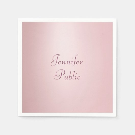 Serviette En Papier Rose Gold tendance élégant manuscrit Script modern (Devant)