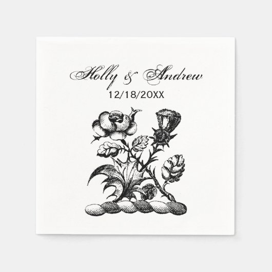 Serviette En Papier Rose héraldique et chardon d'armoiries Emblème de  (Devant)