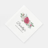 Serviette En Papier Rose Holly Winter Botanical 40e anniversaire (Coin)