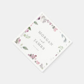 Serviette En Papier Rose jardin élégant monogramme mariage papier (Coin)