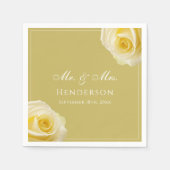 Serviette En Papier Rose jaune doré moderne Mariage Floral (Devant)