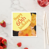 Serviette En Papier Rose jaune Floral 60e Anniversaire de fête Napkins (En situation)