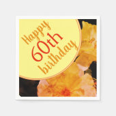 Serviette En Papier Rose jaune Floral 60e Anniversaire de fête Napkins (Devant)