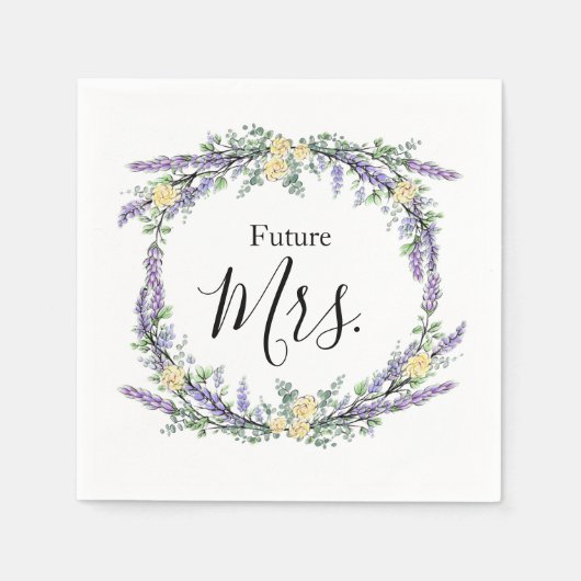 Serviette En Papier Rose jaune lavande et Eucalyptus (Devant)