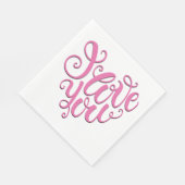 Serviette En Papier Rose Je T'Aime (Coin)