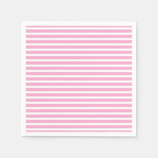 Serviette En Papier Rose Lavande Blanc Simple Rayé Horizontal (Devant)