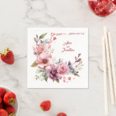 Serviette En Papier Rose légende : Mariage personnalisé serviettes (En situation)