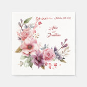 Serviette En Papier Rose légende : Mariage personnalisé serviettes (Devant)