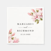 Serviette En Papier Rose Magnolia Elegant Aquarelle Mariage Floral (Devant)