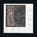 Serviette En Papier Rose Marbre d'or Art Déco Peacocks Mariage<br><div class="desc">Design unique avec un mélange de paons d'art déco d'or imitation rose à l'ancienne et une approche graphique audacieuse et moderne, sur un arrière - plan en marbre noir. Utilisez l'outil Personnaliser pour ajouter vos informations. Pour les articles correspondants, visitez, s'il vous plaît, ma collection Rose de peacocks en marbre...</div>