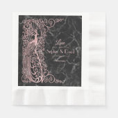 Serviette En Papier Rose Marbre d'or Art Déco Peacocks Mariage (Devant)