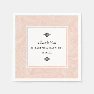 Serviette En Papier Rose marbré Élégant mariage vintage  marbré