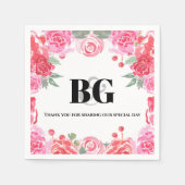 Serviette En Papier rose mariage d'aquarelle fleurie (Devant)