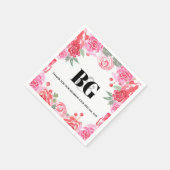 Serviette En Papier rose mariage d'aquarelle fleurie (Coin)