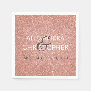 Serviette En Papier Rose mariage Gold Blush Parties scintillant rose