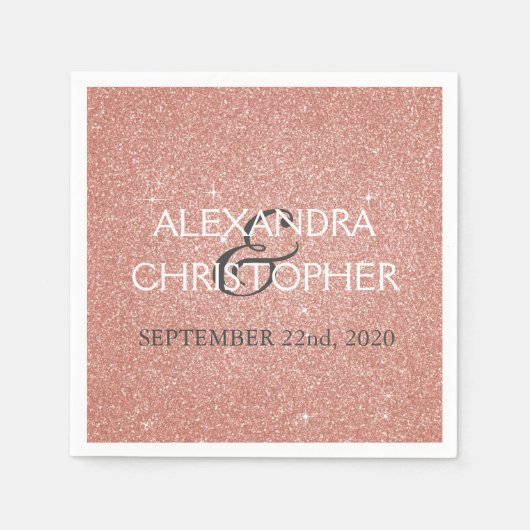 Serviette En Papier Rose mariage Gold Blush Parties scintillant rose (Devant)