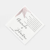 Serviette En Papier Rose mariage Merci Poème Floral Blanc Noir (Coin)