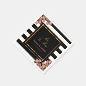 Serviette En Papier Rose Mariage or noir et blanc (Coin)