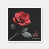 Serviette En Papier Rose-Mariage simple rouge (Devant)