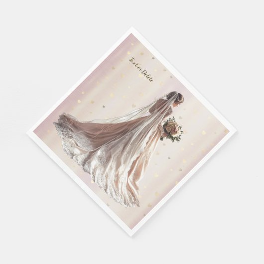 Serviette En Papier Rose Mariée d'hiver Mariée Golden Shiny Heart Part (Coin)