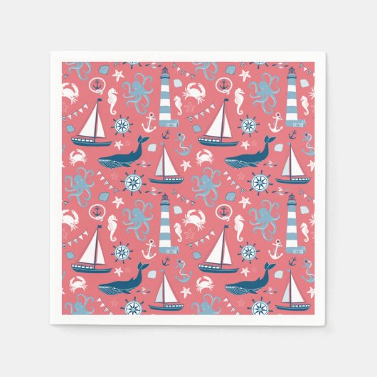 Serviette En Papier Rose marin (Devant)