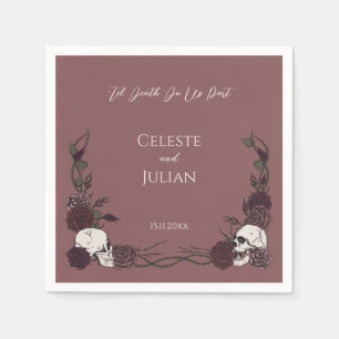 Serviette En Papier Rose Mauve Floral jusqu'à la mort Crânes et Roses