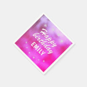 Serviette En Papier Rose Metallic Star Girly Joyeux anniversaire (Coin)