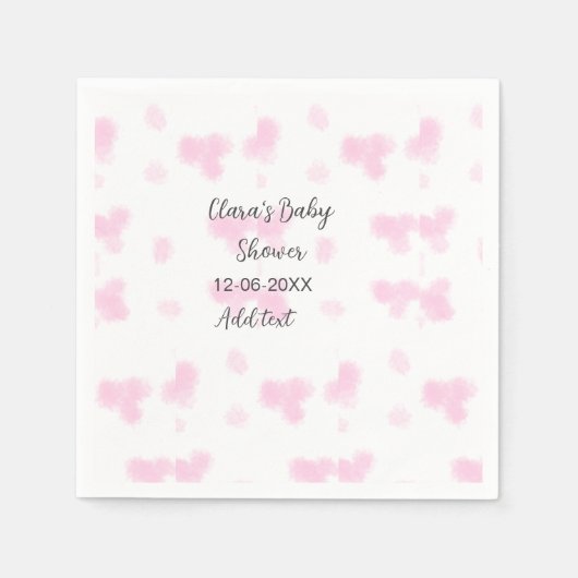 Serviette En Papier Rose mignon baby shower aquarelle moderne dat (Devant)