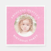 Serviette En Papier Rose mignon photo d'anniversaire Princesse Tiara S (Devant)