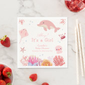 Serviette En Papier Rose mignonne sous le Baby shower Dolphin de mer f (En situation)