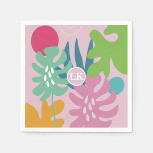 Serviette En Papier Rose moderne floral tropical nature féminin bohème