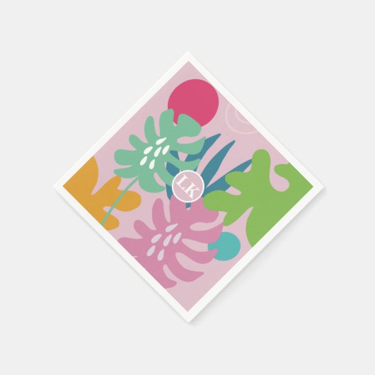 Serviette En Papier Rose moderne floral tropical nature girly boho (Coin)