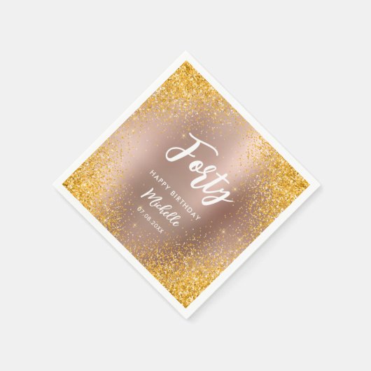 Serviette En Papier Rose moderne Gold 40th Birthday stylish Name Scrip (Coin)