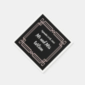 Serviette En Papier Rose moderne Gold Border Black Cocktail napkin (Coin)
