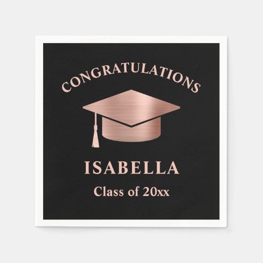 Serviette En Papier Rose moderne Gold Custom Graduation (Devant)