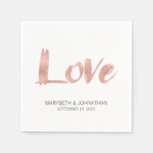 Serviette En Papier Rose moderne Gold Love Mariage papier serviettes (Devant)