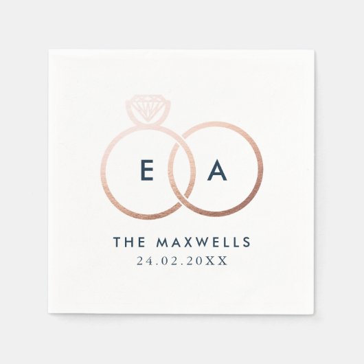 Serviette En Papier Rose moderne Gold Mariage Cercles Cocktail Napkin (Devant)