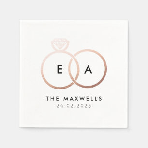 Serviette En Papier Rose moderne Gold Mariage Cercles Cocktail Napkin