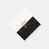 Serviette En Papier Rose moderne Gold Split Monogramme personnalisé V (Coin)