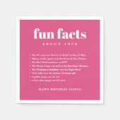 Serviette En Papier Rose Moderne Minimal Fun Faits Anniversaire Année (Devant)